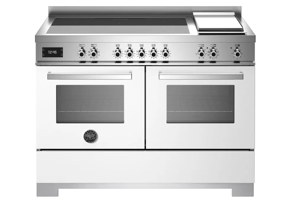 Induktionsspis Professional, 120 cm, 5 zoner + stekbord, 2 ugnar, Vit - Bertazzoni