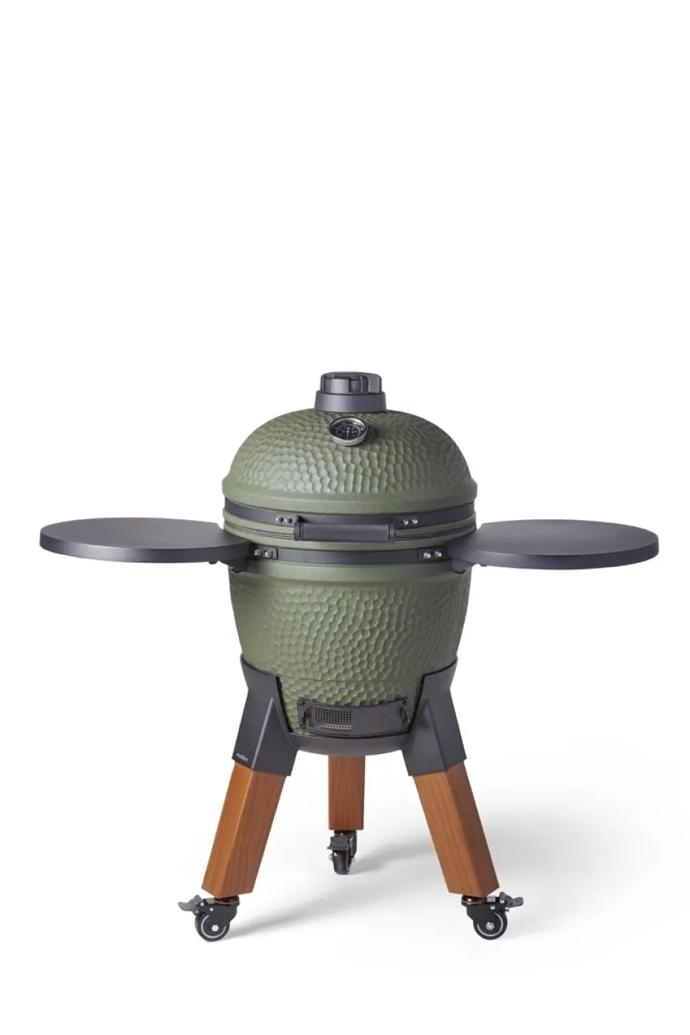 Kamadogrill inklusive benfäste, aluminiumben (träimitation) med hjul och sidobord - Moddern