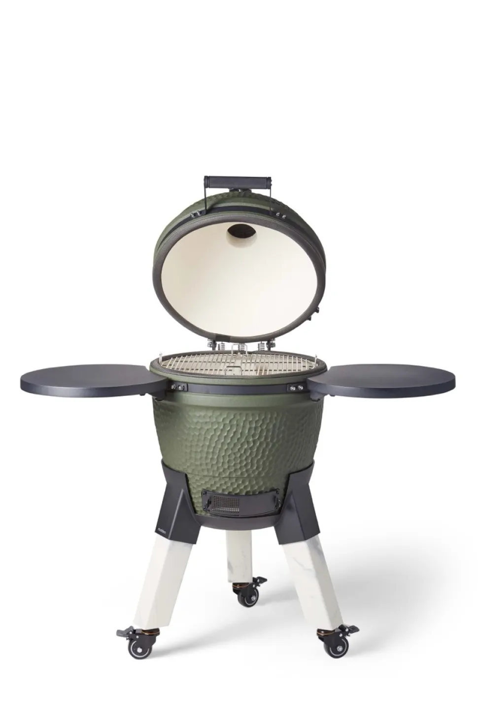 Kamadogrill inklusive benfäste, aluminiumben (marmorimitation) med hjul och sidobord - Moddern