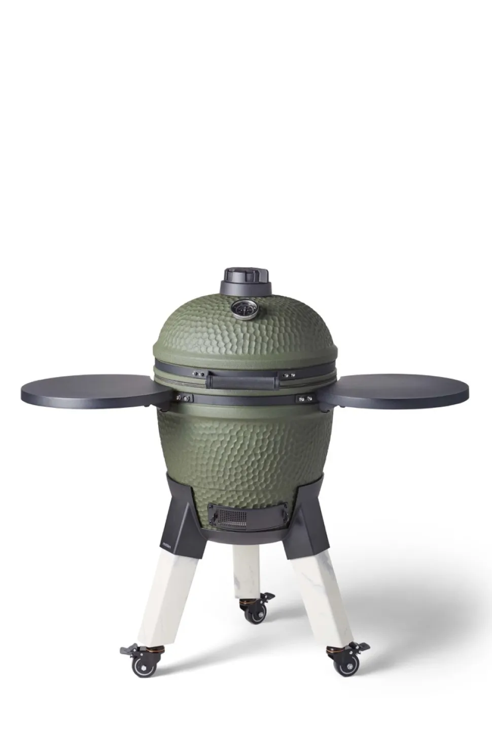 Kamadogrill inklusive benfäste, aluminiumben (marmorimitation) med hjul och sidobord - Moddern