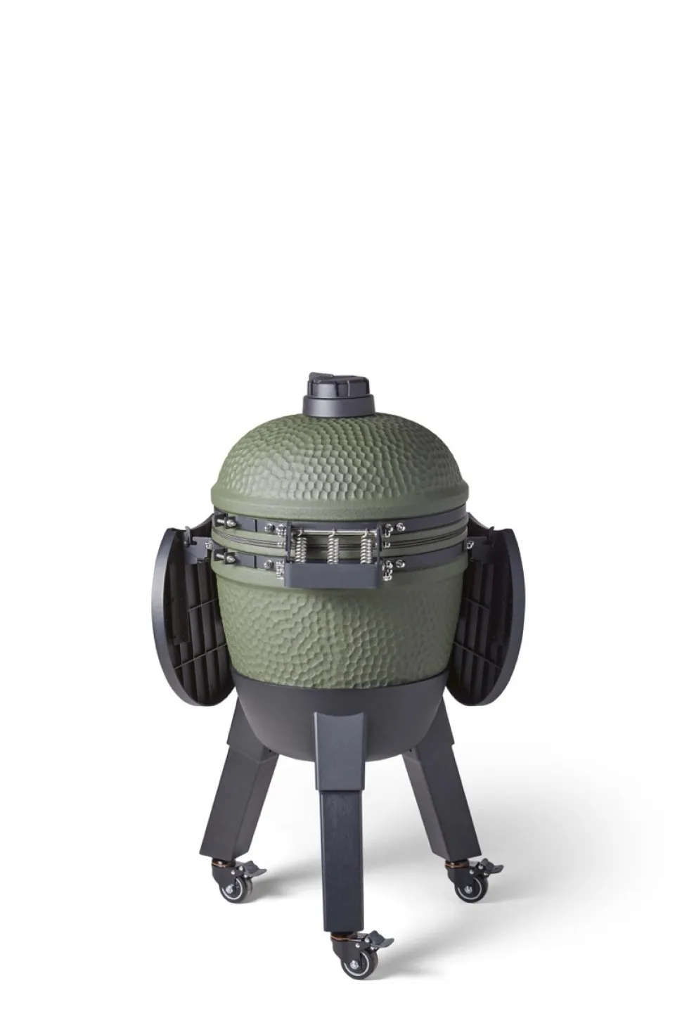 Kamadogrill inklusive benfäste, svarta ben med hjul och sidobord - Moddern