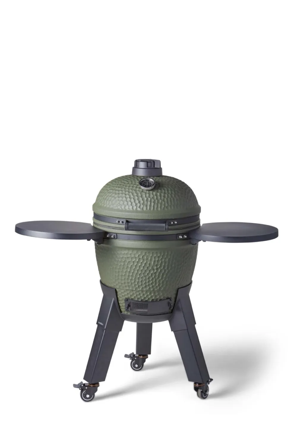 Kamadogrill inklusive benfäste, svarta ben med hjul och sidobord - Moddern