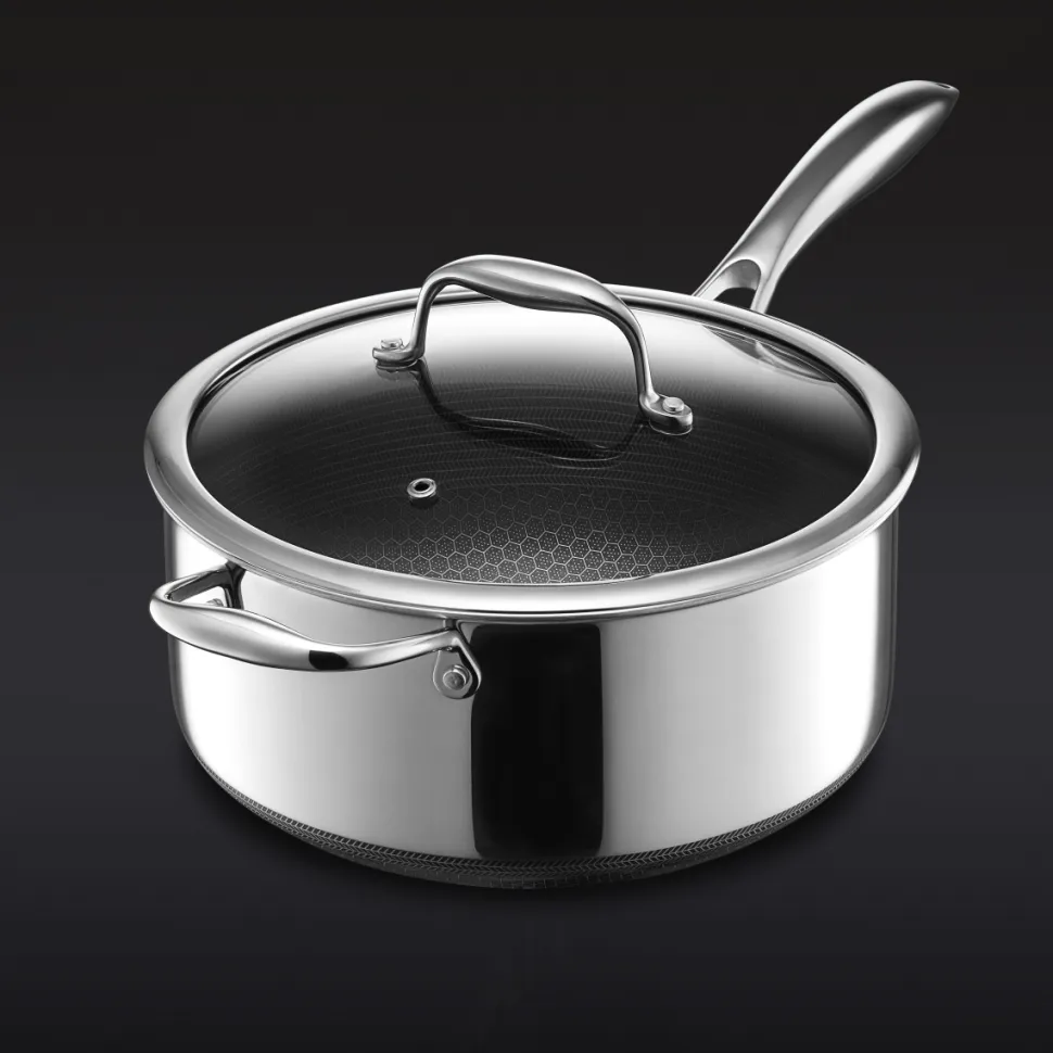 Kastrull med glaslock, nonstick, 4,7 L - Hexclad