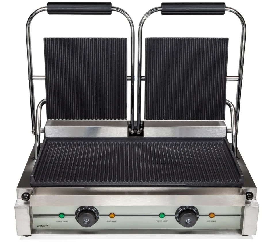 Klämgrill dubbel, räfflad - Exxent