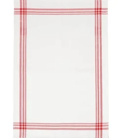 Kocksläng 50x70cm, 50/50% lin/bomull, Vit/Röd - Segers