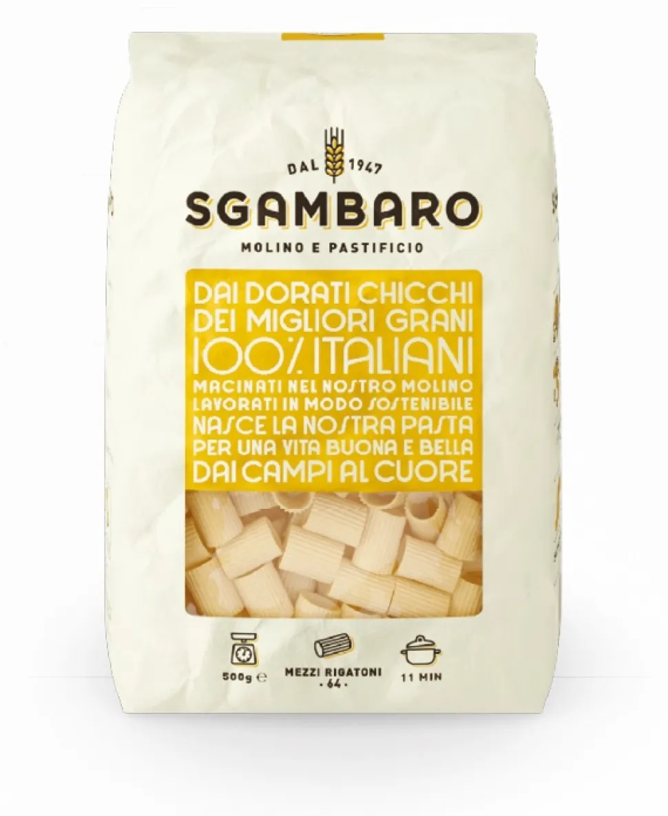 Mezzi rigatoni Linea Gialla Marco Aurelio, 500g - Sgambaro
