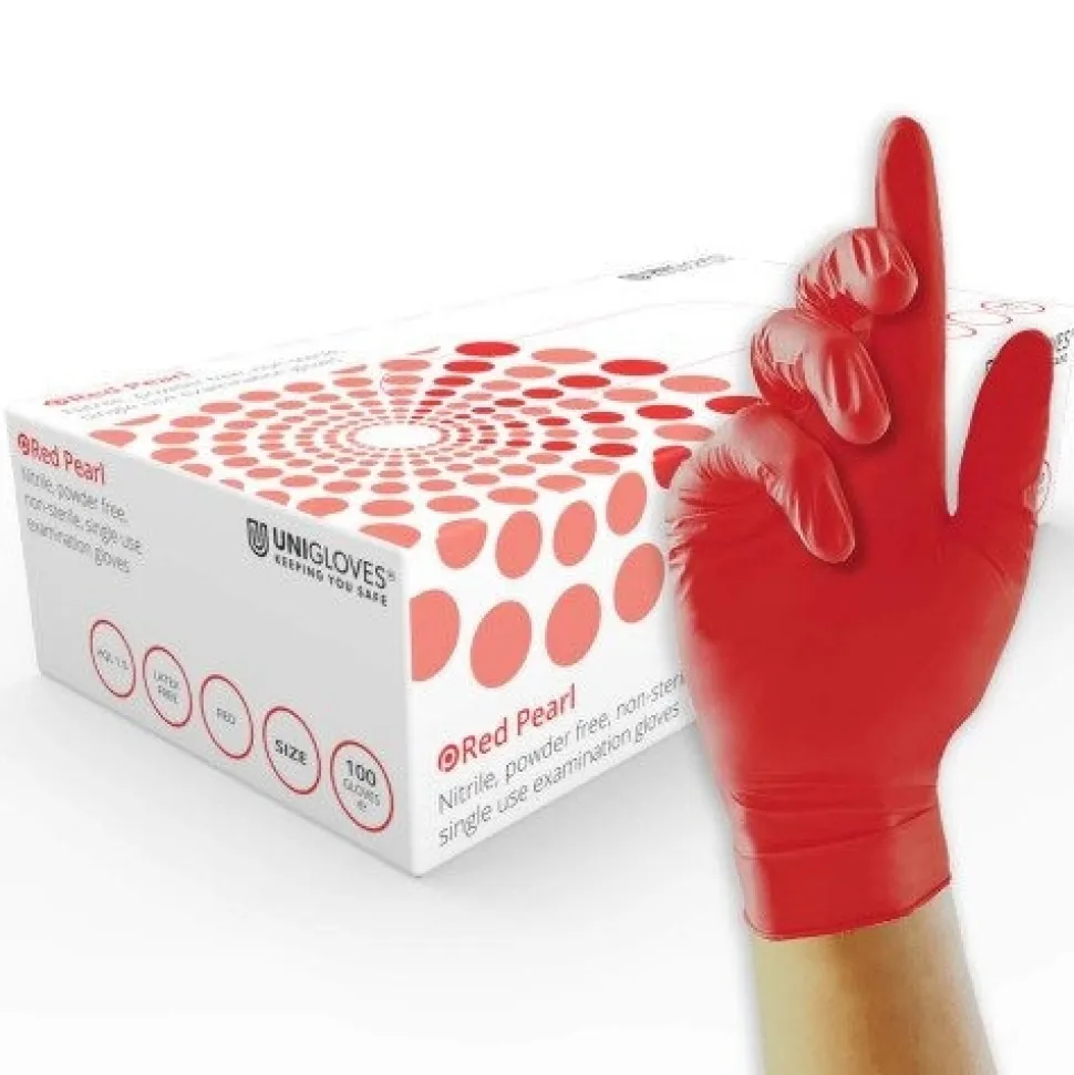 Nitrilhandske, röd, 100-pack - Unigloves