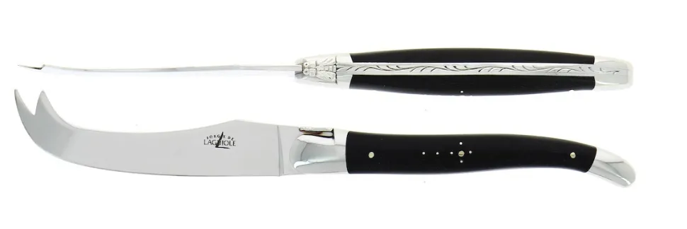 Ost-set, Handtag av Ebenholts, blank, Tradition - Forge de Laguiole