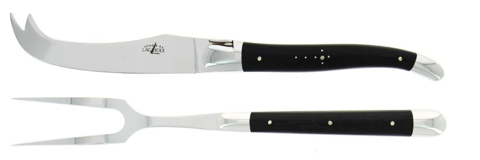 Ost-set, Handtag av Ebenholts, blank, Tradition - Forge de Laguiole