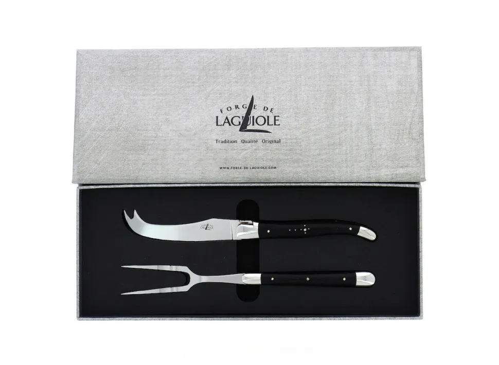 Ost-set, Handtag av Ebenholts, blank, Tradition - Forge de Laguiole
