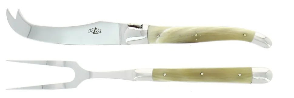 Ost-set, Handtag av Ljust Horn, blank, Tradition - Forge de Laguiole