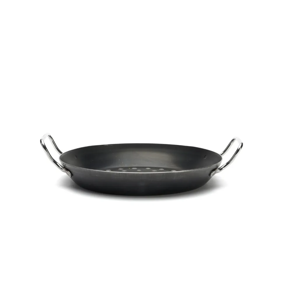 Perforerad kolstålspanna till grill, ø28cm - De Buyer