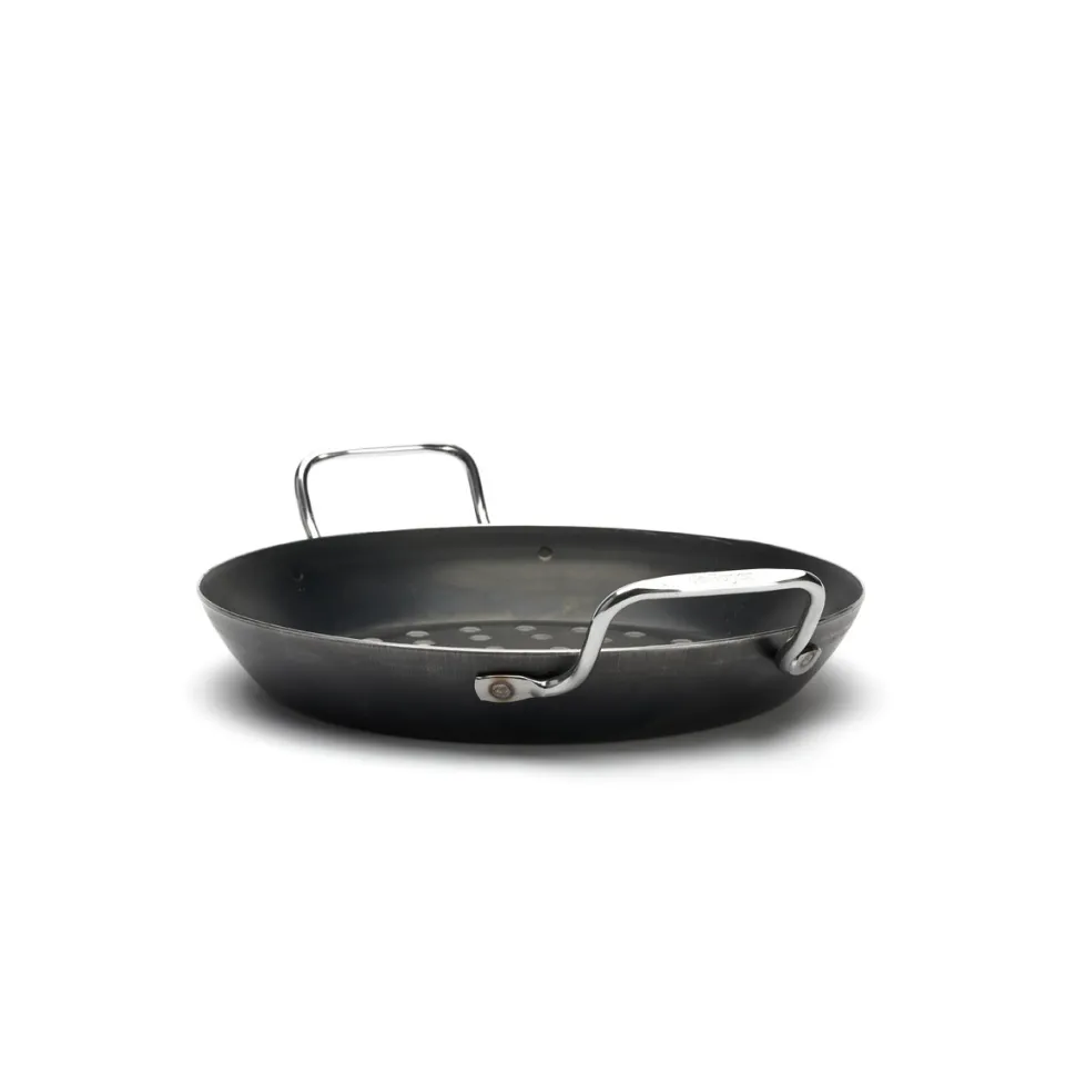 Perforerad kolstålspanna till grill, ø28cm - De Buyer