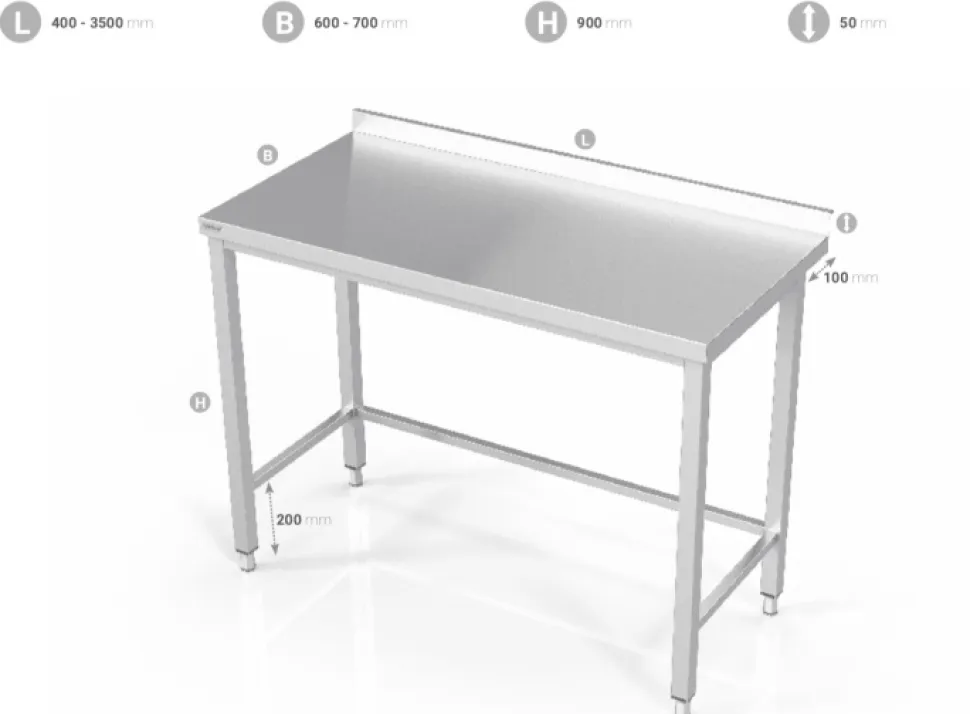 Rostfri bänk med öppet stativ