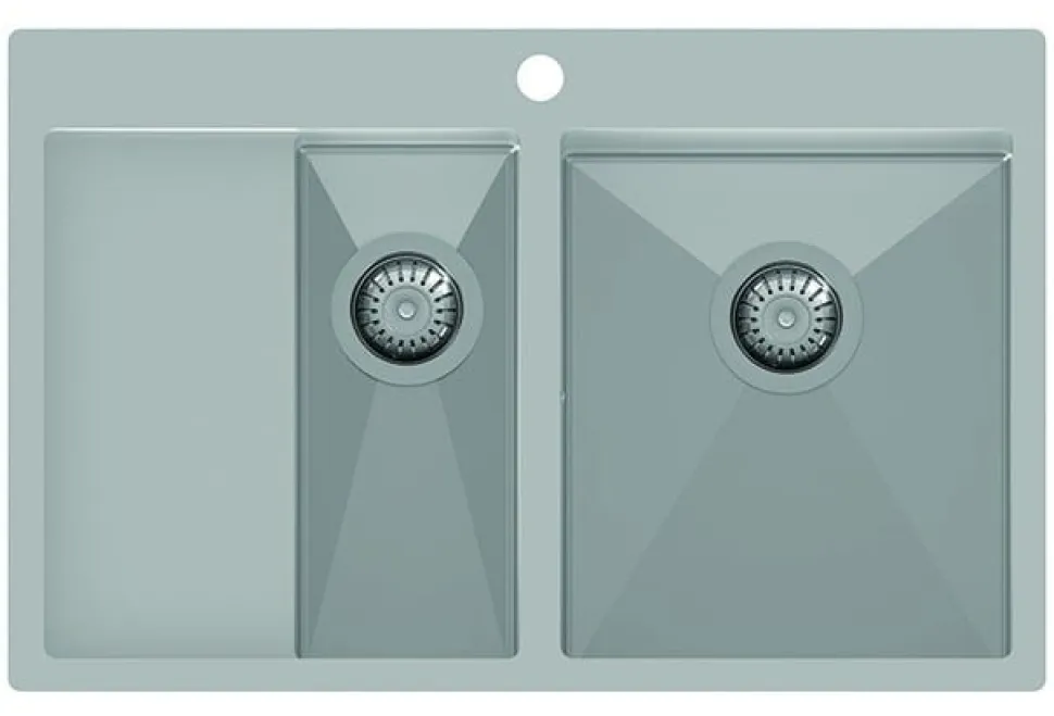 Rostfri diskho dubbel 780 x 500 mm med avställningsyta till vänster