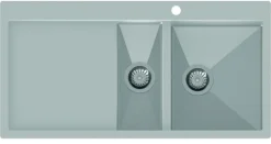 Rostfri diskho dubbel 1000 x 510 mm med avställningsyta till vänster