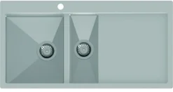Rostfri diskho dubbel 1000 x 510 mm med avställningsyta till höger