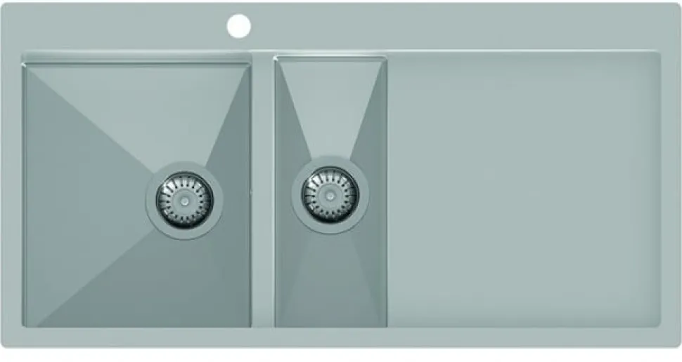 Rostfri diskho dubbel 1000 x 510 mm med avställningsyta till höger