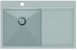 Rostfri diskho 780 x 500 mm med avställningsyta till höger