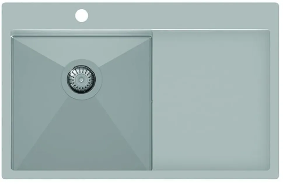 Rostfri diskho 780 x 500 mm med avställningsyta till höger