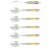 Sex dessertskedar, Handtag av Ljust Horn, blank, Tradition - Forge de Laguiole