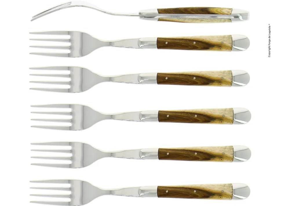 Sex gafflar, Handtag av Pistage, blank, Tradition - Forge de Laguiole