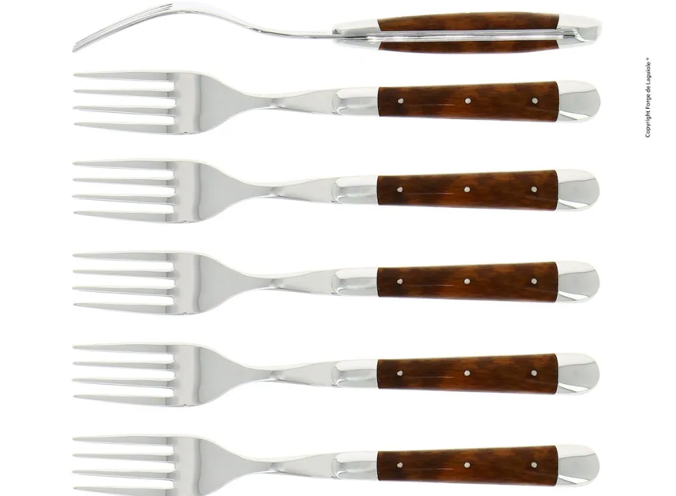 Sex gafflar, Handtag av Snakewood, blank, Tradition - Forge de Laguiole