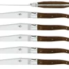 Sex knivar, Handtag av Bark från Förstenad Ek, blank, Tradition - Forge de Laguiole