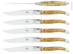 Sex knivar, Handtag av Björk, blank, Tradition - Forge de Laguiole