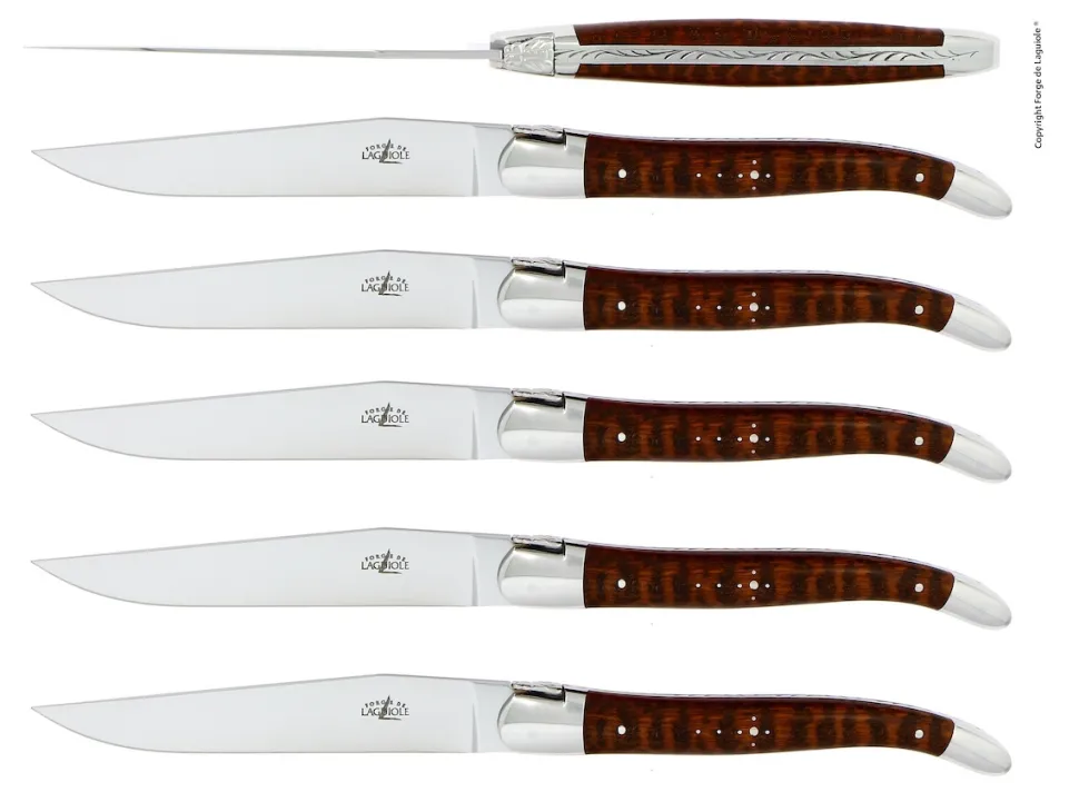 Sex knivar, Handtag av Snakewood, blank, Tradition - Forge de Laguiole
