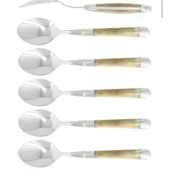 Sex skedar, Handtag av Ljust Horn, blank, Tradition - Forge de Laguiole