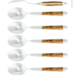 Sex skedar, Handtag av Oliv, blank, Tradition - Forge de Laguiole