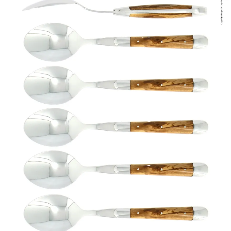 Sex skedar, Handtag av Oliv, blank, Tradition - Forge de Laguiole