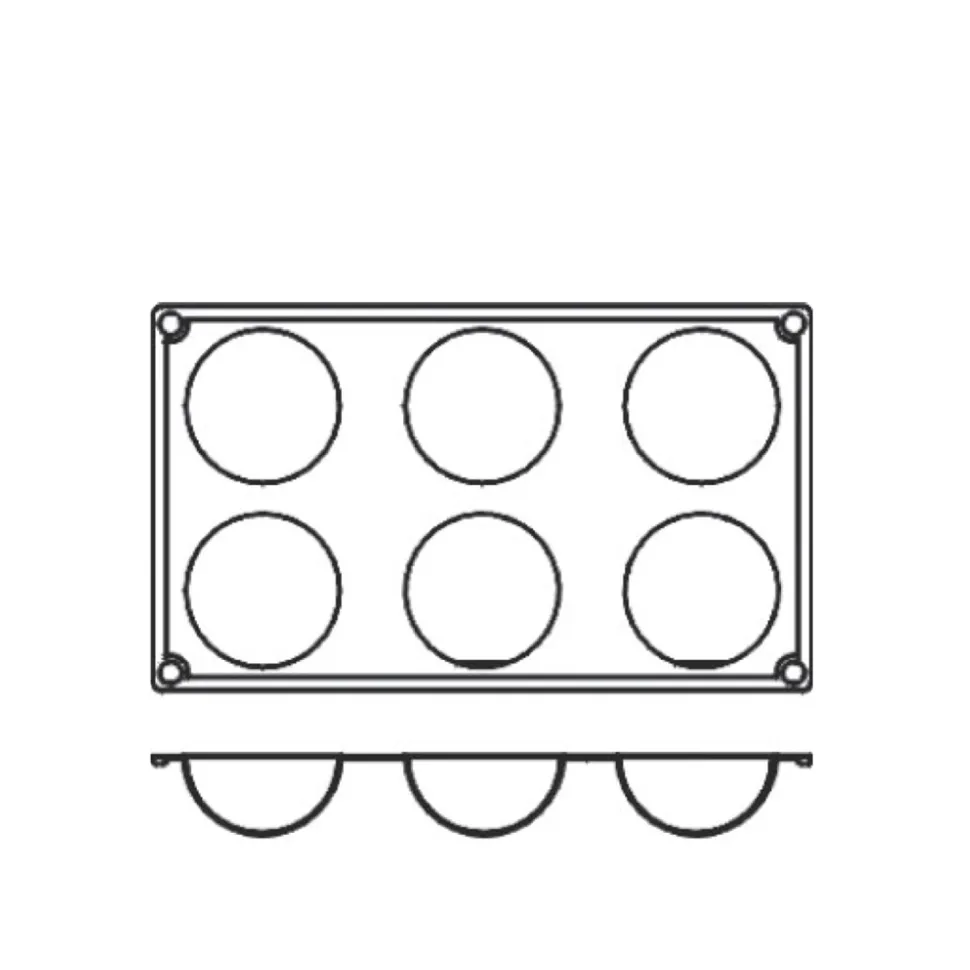Silikonform FR001, halvsfär 6st - Pavoni