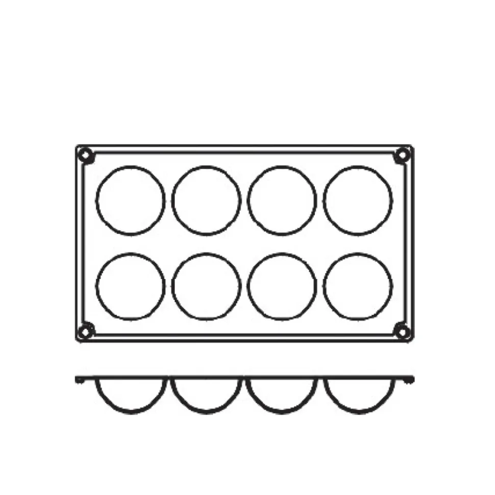 Silikonform FR038, halvsfär 8st - Pavoni