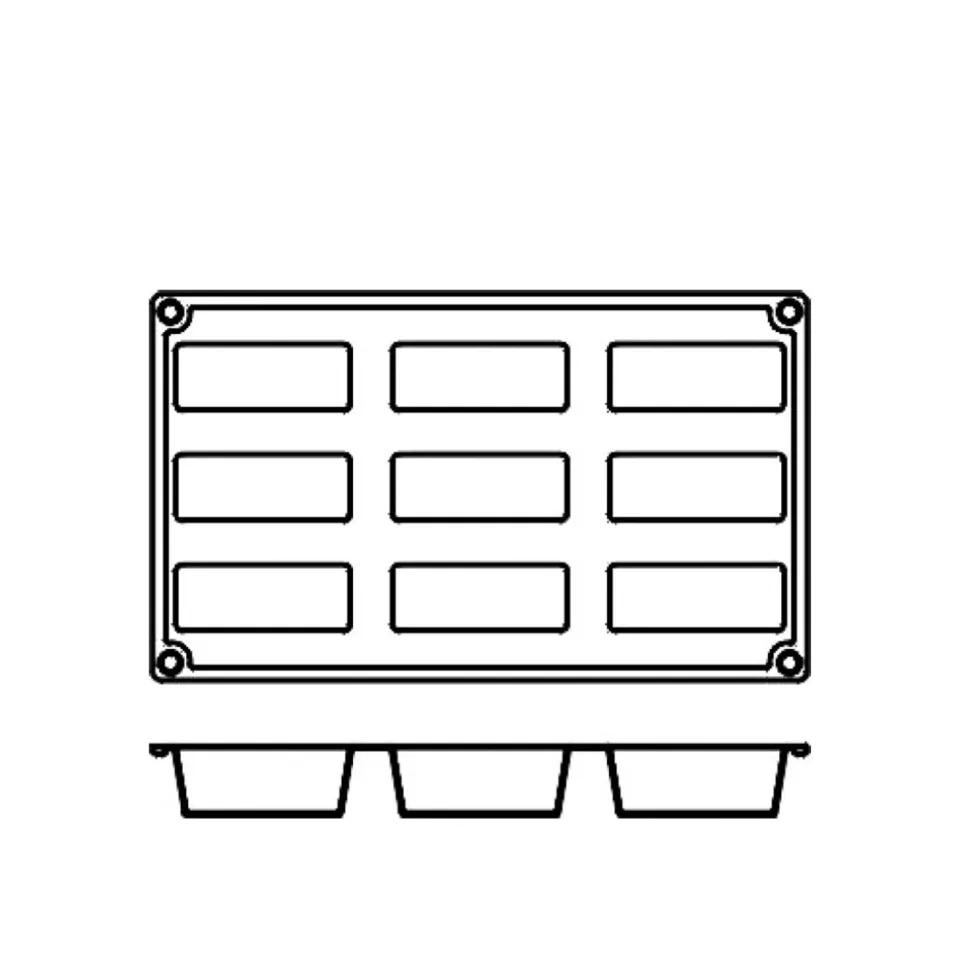 Silikonform FR028, rektanglar 9st - Pavoni