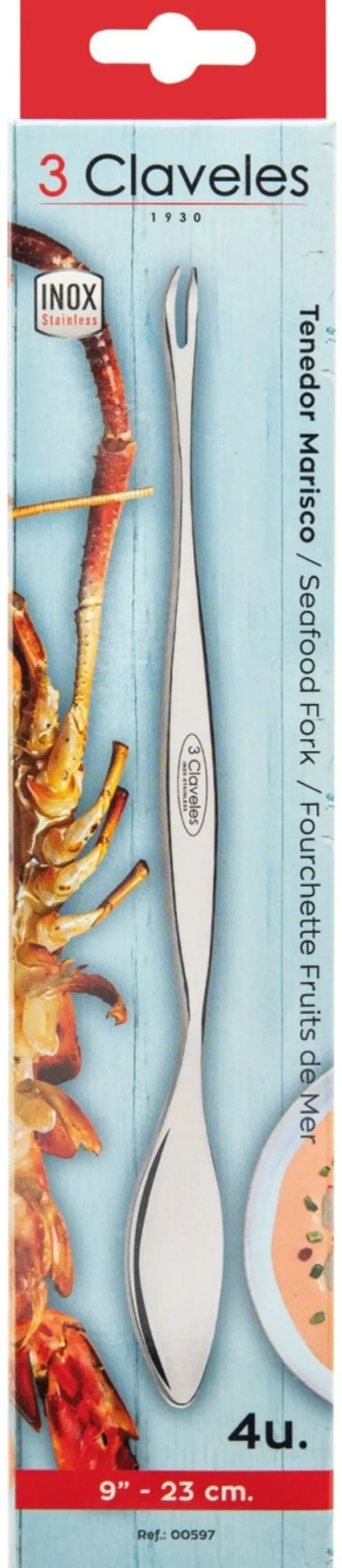 Skaldjursgaffel, 23 cm, 4-pack - 3 Claveles
