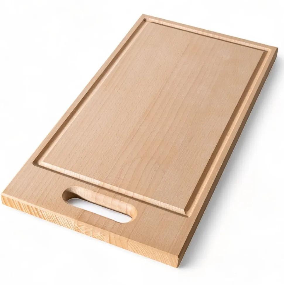 Skärbräda med handtag och ränna, oljad bok, 45x24x2,1 cm - AT-Line