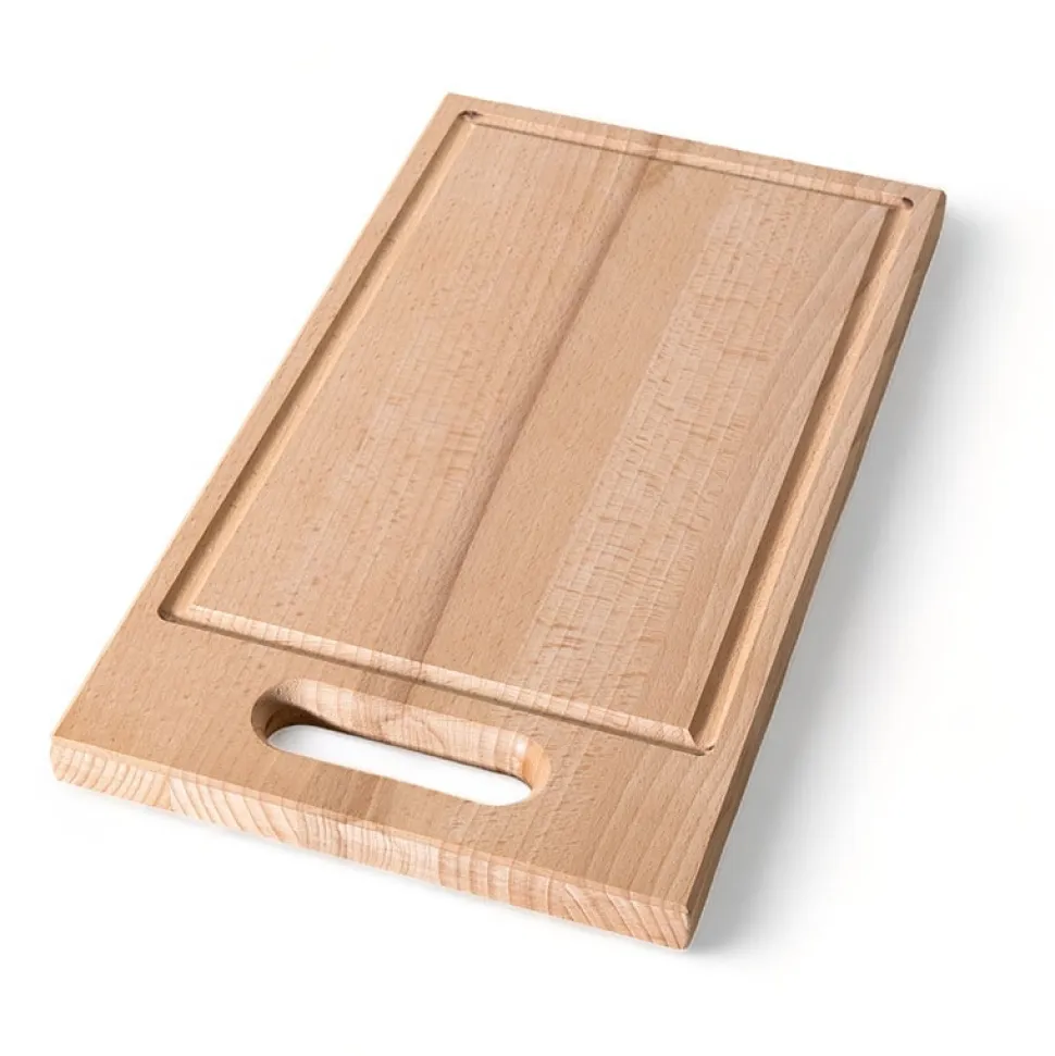 Skärbräda med handtag och ränna, oljad bok, 38x21x2,1 cm - AT-Line