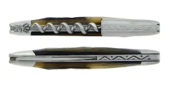 Sommelierkniv av Aubrachorn, damaskerad m dekor, Collection - Forge de Laguiole