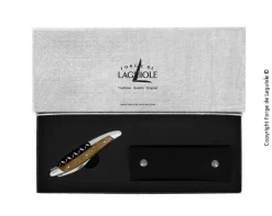 Sommelierkniv av Bark från Förstenad Ek, damaskerad m dekor, Collection - Forge de Laguiole
