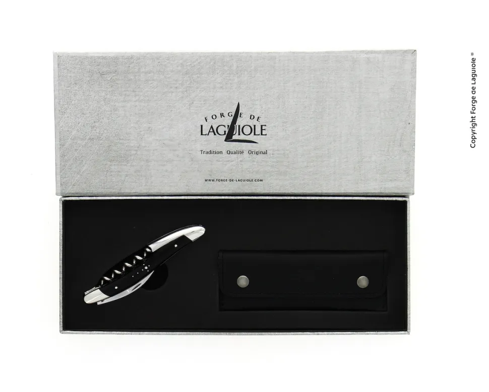 Sommelierkniv av Mörkt Horn, blank, Tradition - Forge de Laguiole