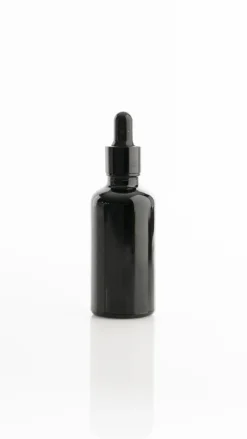 Svart droppflaska med pipett i glas, 50 ml - 100% Chef