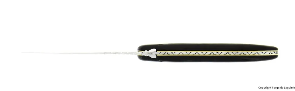 Trancherset 21 cm, Handtag av Ebenholts, fällbar, Signature - Forge de Laguiole