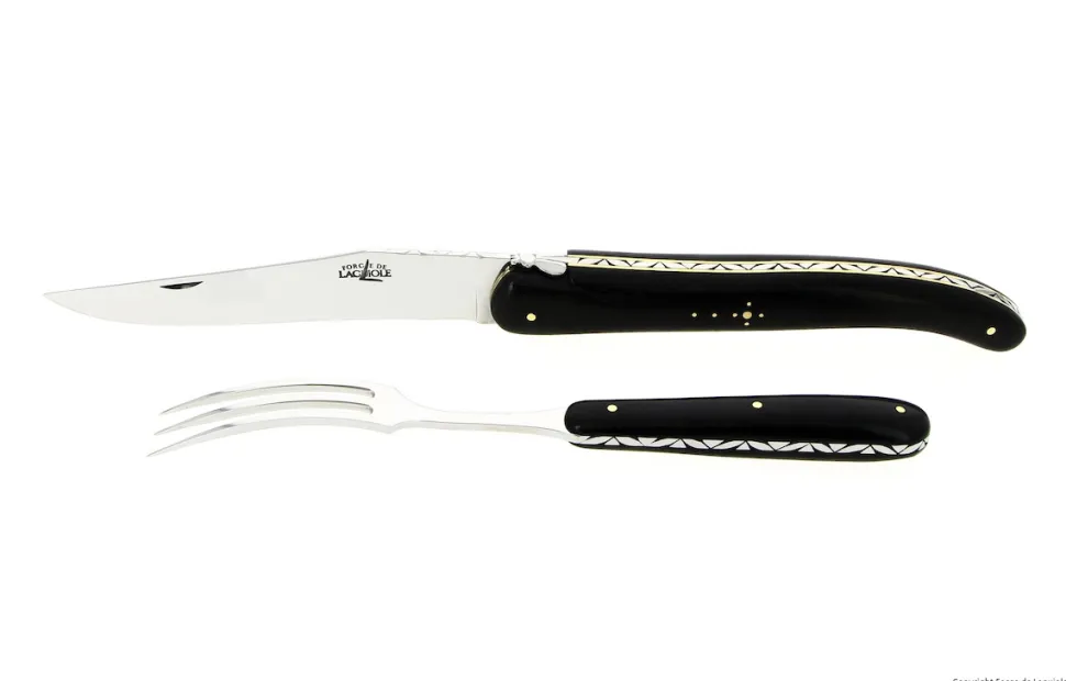 Trancherset 21 cm, Handtag av Ebenholts, fällbar, Signature - Forge de Laguiole