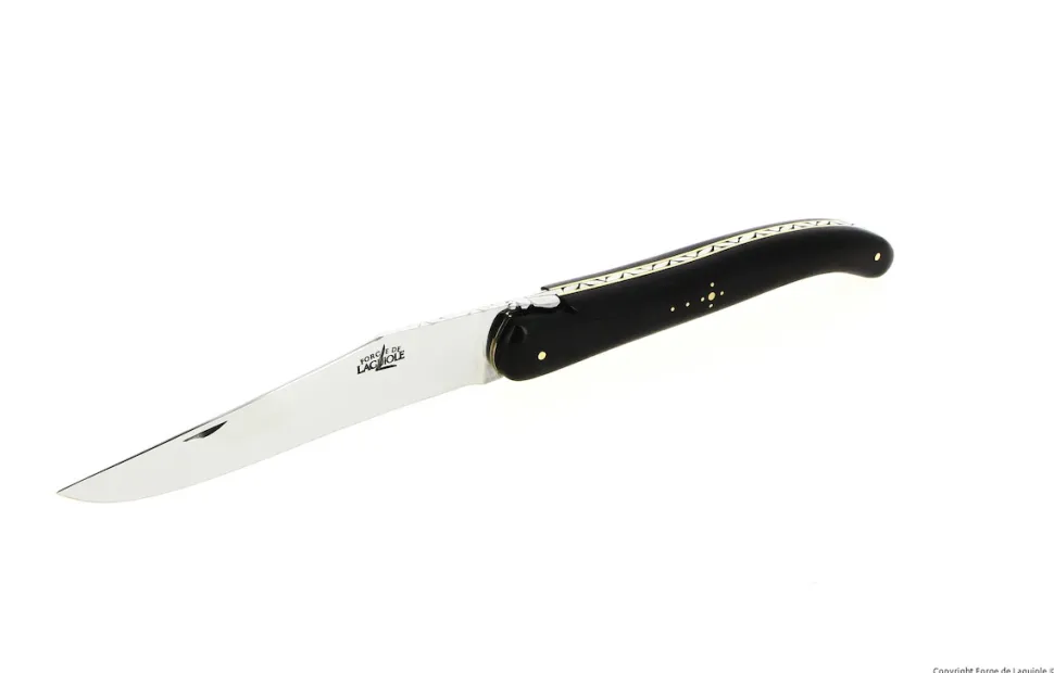 Trancherset 21 cm, Handtag av Ebenholts, fällbar, Signature - Forge de Laguiole