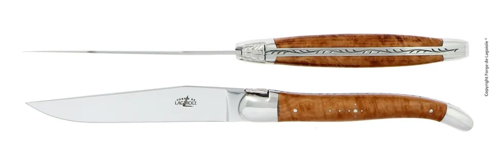 Två knivar, Handtag av Trädljung, blank, Tradition - Forge de Laguiole