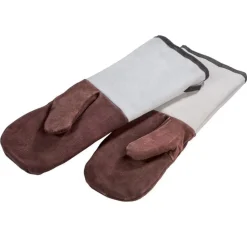 Ugnsvantar/grillvante med lång ärm i läder, 2-pack - Martellato