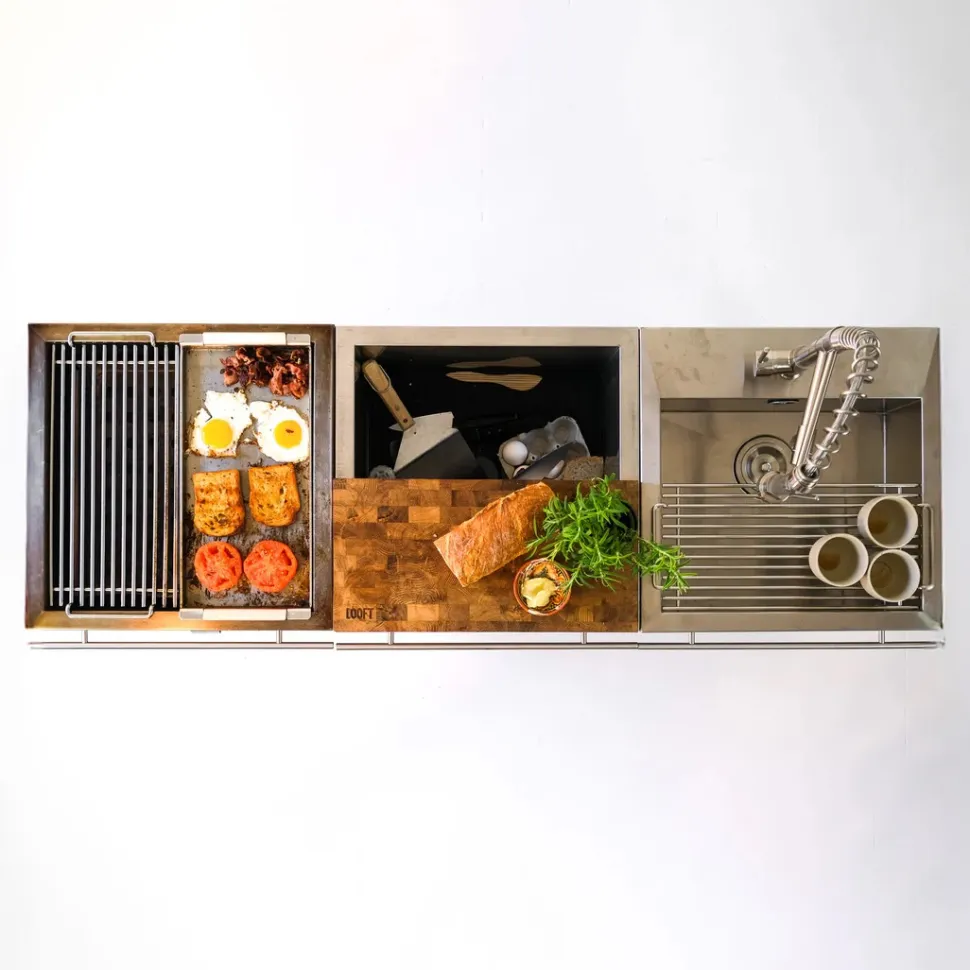 Utekök, komplett med kolgrill, arbetsbänk & diskho - Looft