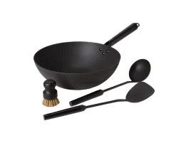 Wok-set med redskap i kolstål - Satake
